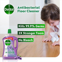 Dettol Lavender Antibacterial Power Floor Cleaner With 3 Times Powerful Cleaning, Kills 99.9 Percentage Of Germs, Pack Of 2, 1.8Liters Each
