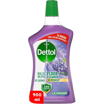 Dettol Antibacterial Power Floor Cleaner, Kills 99.9 Percentage Of Germs, Lavender Fragrance, Can Be Paired With Vacuum Cleaner For Cleaner And Shinier Floors, 900 Ml