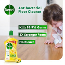 Dettol Antibacterial Power Floor Cleaner, Kills 99.9 Percentage Of Germs, Fresh Lemon Fragrance, Can Be Paired With Vacuum For And Shinier Floors, 900 Ml