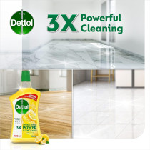 Dettol Antibacterial Power Floor Cleaner, Kills 99.9 Percentage Of Germs, Fresh Lemon Fragrance, Can Be Paired With Vacuum For And Shinier Floors, 900 Ml
