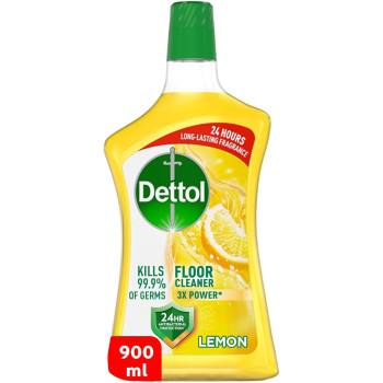 Dettol Antibacterial Power Floor Cleaner, Kills 99.9 Percentage Of Germs, Fresh Lemon Fragrance, Can Be Paired With Vacuum For And Shinier Floors, 900 Ml