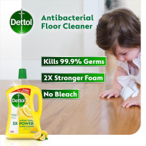 Dettol Lemon Antibacterial Power Floor Cleaner With 3 Times Powerful Cleaning, Kills 99.9 Percentage Of Germs, Pack Of 2, 1.8 Liters Each