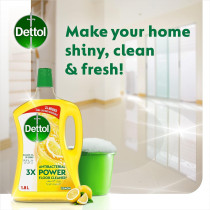 Dettol Lemon Antibacterial Power Floor Cleaner With 3 Times Powerful Cleaning, Kills 99.9 Percentage Of Germs, Pack Of 2, 1.8 Liters Each