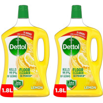 Dettol Lemon Antibacterial Power Floor Cleaner With 3 Times Powerful Cleaning, Kills 99.9 Percentage Of Germs, Pack Of 2, 1.8 Liters Each