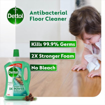 Dettol Antibacterial Power Floor Cleaner, Kills 99.9 Percentage Of Germs, Pine Fragrance, Can Be Paired With Vacuum Cleaner For Cleaner And Shinier Floors, Pack Of 3, 1.8 Liters Each