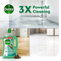 Dettol Antibacterial Power Floor Cleaner, Kills 99.9 Percentage Of Germs, Pine Fragrance, Can Be Paired With Vacuum Cleaner For Cleaner And Shinier Floors, Pack Of 3, 1.8 Liters Each