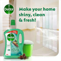 Dettol Antibacterial Power Floor Cleaner, Kills 99.9 Percentage Of Germs, Pine Fragrance, Can Be Paired With Vacuum Cleaner For Cleaner And Shinier Floors, Pack Of 3, 1.8 Liters Each