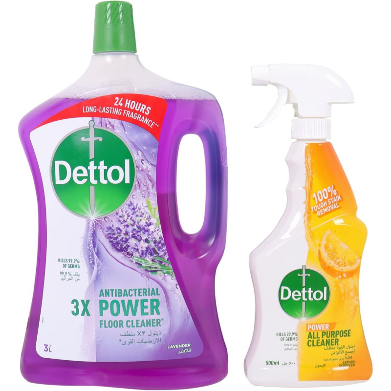 Dettol Lavender Antibacterial Power Floor Cleaner With 3 Times Powerful Cleaning 3L Plus Lemon Healthy Home All Purpose Cleaner Trigger 500Ml