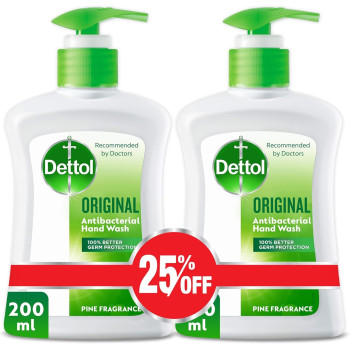 Dettol Original Anti-Bacterial Liquid Hand Wash, Pack Of 2, 200Ml Each