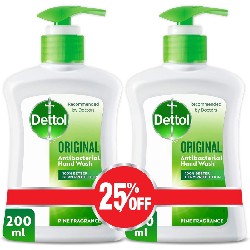 Dettol Original Anti-Bacterial Liquid Hand Wash, Pack Of 2, 200Ml Each