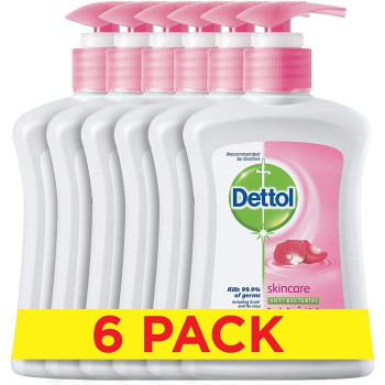 Dettol Skincare Hand Wash Kills 99.9 Percentage Of Germs, Pack Of 6, 200Ml Each
