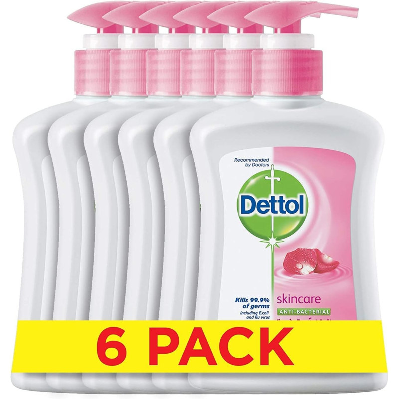 Dettol Skincare Hand Wash Kills 99.9 Percentage Of Germs, Pack Of 6, 200Ml Each