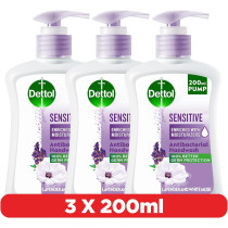 Dettol Sensitive Anti-Bacterial Liquid Hand Wash, Pack Of 3, 200Ml