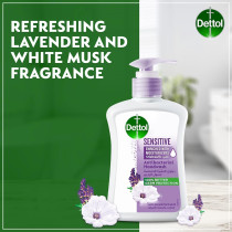 Dettol Sensitive Anti-Bacterial Liquid Hand Wash, Lavender And White Musk, Pack Of 6, 200Ml Each