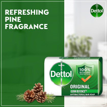 Dettol Original Anti-Bacterial Bathing Soap Bar For Effective Germ Protection And Personal Hygiene, Protects Against 100 Illness Causing Germs, Pine Fragrance, 165G, Pack Of 4
