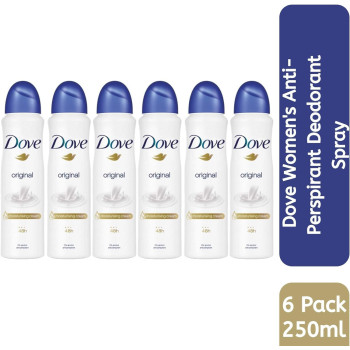 Dove Original Spray Anti-Perspirant Deodorant, Pack Of 6, 250Ml Each