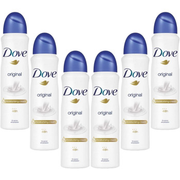 Dove Original Spray Anti-Perspirant Deodorant, Pack Of 6, 250Ml Each