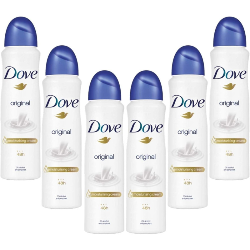 Dove Original Spray Anti-Perspirant Deodorant, Pack Of 6, 250Ml Each