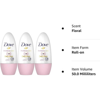 Dove Invisible Care Antiperspirant Roll-On, Floral Touch, Pack Of 3, 50 Ml