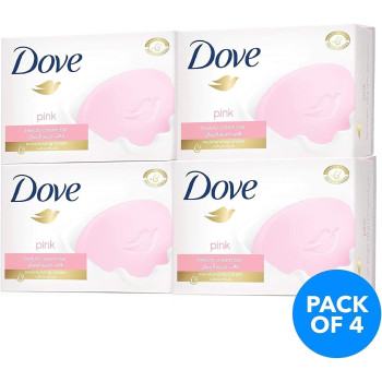 Dove Moisturising Beauty Cream Bar Soap Pink, Pack Of 4, 135G Each