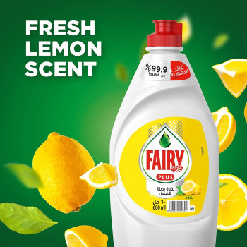 Fairy Plus Lemon Dishwashing Liquid Soap, Mega Box, Pack Of 6, 600Ml Each