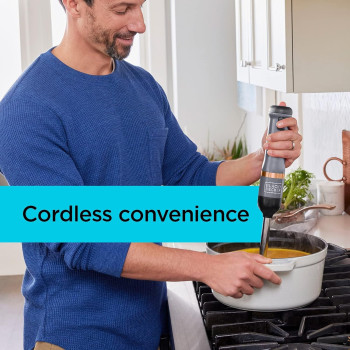 Black+Decker Kitchen Wand 7.2V Cordless Electric Immersion Blender With 5 Speed Setting 700ml Measuring Cup Charging Base With Battery Indicator BPA Free Plastic, BCKM1011KBF-GB, Grey, 1 Year Warranty