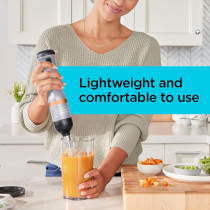 Black+Decker Kitchen Wand 7.2V Cordless Electric Immersion Blender With 5 Speed Setting 700ml Measuring Cup Charging Base With Battery Indicator BPA Free Plastic, BCKM1011KBF-GB, Grey, 1 Year Warranty