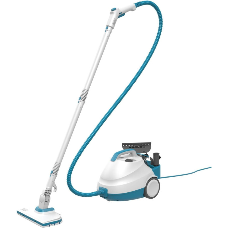 Black+Decker Pressurized Steam Cleaner With 8 Accessories, 2000W, 4 Bar, White/Blue, BHSMP2008-GB, 1 Year Warranty