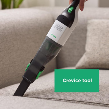 Black+Decker Reviva 7.2V 2Ah Cordless Eco Hand Vacuum Made From 50 Percentage Recycled Material With 100 Percentage Sustainable Packaging, Grey/White, REVHV8C-GB, 1 Year Warranty