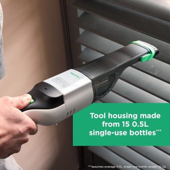 Black+Decker Reviva 7.2V 2Ah Cordless Eco Hand Vacuum Made From 50 Percentage Recycled Material With 100 Percentage Sustainable Packaging, Grey/White, REVHV8C-GB, 1 Year Warranty
