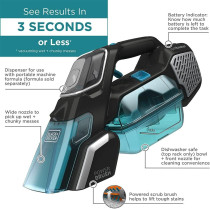 Black+Decker Cordless Spillbuster Portable Carpet Cleaner With Powered Beater Bar For Solid And Liquid Mess, 12 V, 20 Air Watts Suction Power, Black/Blue, BHSB320JP-GB, 1 Year Warranty