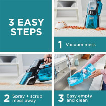 Black+Decker Cordless Spillbuster Portable Carpet Cleaner With Powered Beater Bar For Solid And Liquid Mess, 12 V, 20 Air Watts Suction Power, Black/Blue, BHSB320JP-GB, 1 Year Warranty