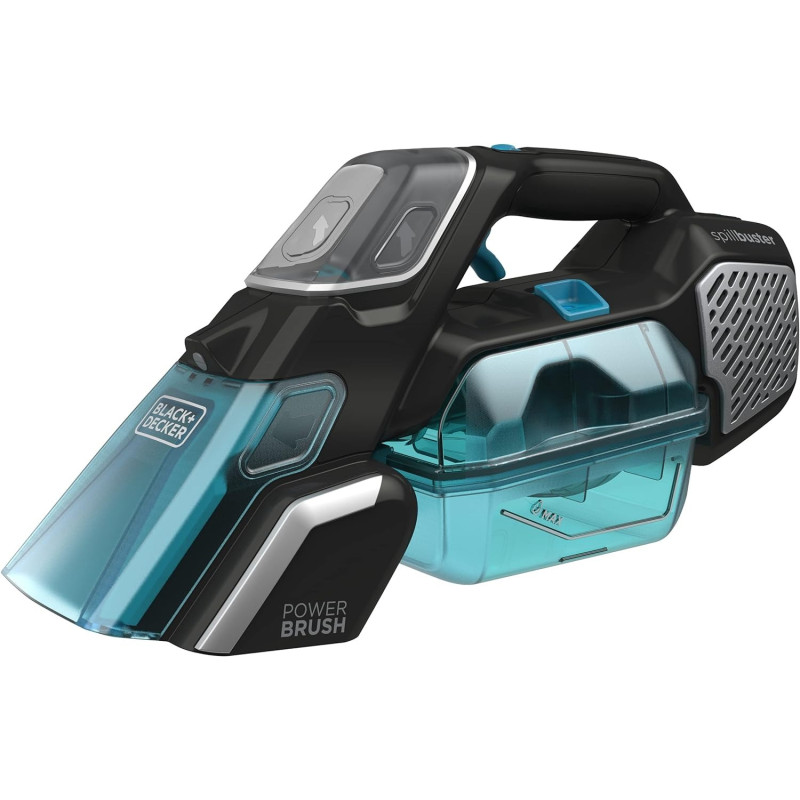 Black+Decker Cordless Spillbuster Portable Carpet Cleaner With Powered Beater Bar For Solid And Liquid Mess, 12 V, 20 Air Watts Suction Power, Black/Blue, BHSB320JP-GB, 1 Year Warranty