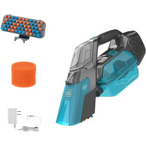 Black+Decker Cordless Spillbuster Portable Carpet Cleaner With Beater Bar For Solid And Liquid Mess, 12 V, 20 Air Watts Suction Power, Grey/Blue, â€ŽBHSB315J-GB, 1 Year Warranty