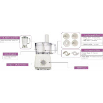 Kenwood Food Processor 750W Multi-Functional With 3 Interchangeable Disks, Blender, Whisk, Dough Maker, White, â€ŽFDP03, 1 Year Warranty