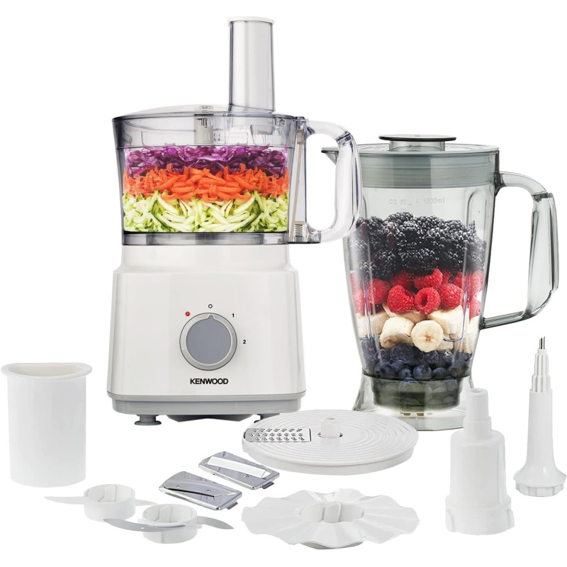 Kenwood Food Processor 750W Multi-Functional With 3 Interchangeable Disks, Blender, Whisk, Dough Maker, White, â€ŽFDP03, 1 Year Warranty