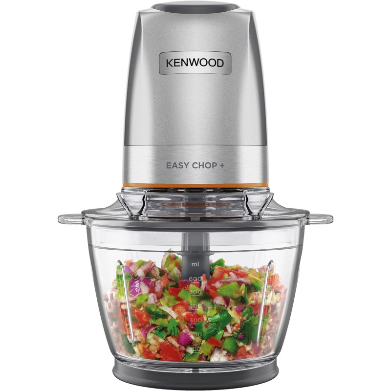 Kenwood Glass Chopper 500W Electric Food Chopper With 1.2L Glass Bowl, 600ml Working Capacity, Dripper Pro, Quad Blade, Storage Lid, Dual Speed, Spatula, Ice Crush Function, Silver, CHP62.400SI, 1 Year Warranty