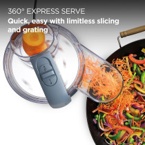 Kenwood 2-In-1 Food Processor Plus Chopper 650W With 360 Degree Express Serve For Limitless Slicing/Grating, Powerful Versatility, Ultra Compact Ready To Go In Your Kitchen Drawer, Grey/Clear, FDP22.130GY, 1 Year Warranty