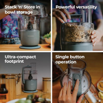 Kenwood 2-In-1 Food Processor Plus Chopper 650W With 360 Degree Express Serve For Limitless Slicing/Grating, Powerful Versatility, Ultra Compact Ready To Go In Your Kitchen Drawer, Grey/Clear, FDP22.130GY, 1 Year Warranty