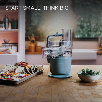 Kenwood 2-In-1 Food Processor Plus Chopper 650W With 360 Degree Express Serve For Limitless Slicing/Grating, Powerful Versatility, Ultra Compact Ready To Go In Your Kitchen Drawer, Grey/Clear, FDP22.130GY, 1 Year Warranty