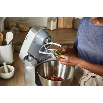 Kenwood Stand Mixer Food Processor Kitchen Machine Prospero Plus 1000W With 4.3L SS Bowl, K-Beater, Whisk, Dough Hook, Glass Blender, Meat Grinder, Food Processor, Juicer, Multi Mill, Silver, KHC29.W0SI, 1 Year Warranty