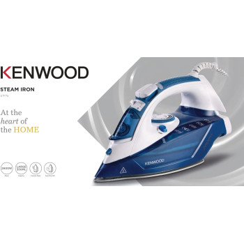 Kenwood Steam Iron 2600W With Ceramic Soleplate, Auto Shut-Off, Anti-Drip, Anti-Calc, Self Clean, Continuous Steam, Steam Burst, Spray Function, White/Blue, STP75.000WB, 1 Year Warranty