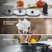 Kenwood Food Processor 800W Multi-Functional With 3 Stainless Steel Disks, Blender, Dual Metal Whisk, Dough Maker, Citrus Juicer, Silver, â€ŽFDM301SS, 1 Year Warranty