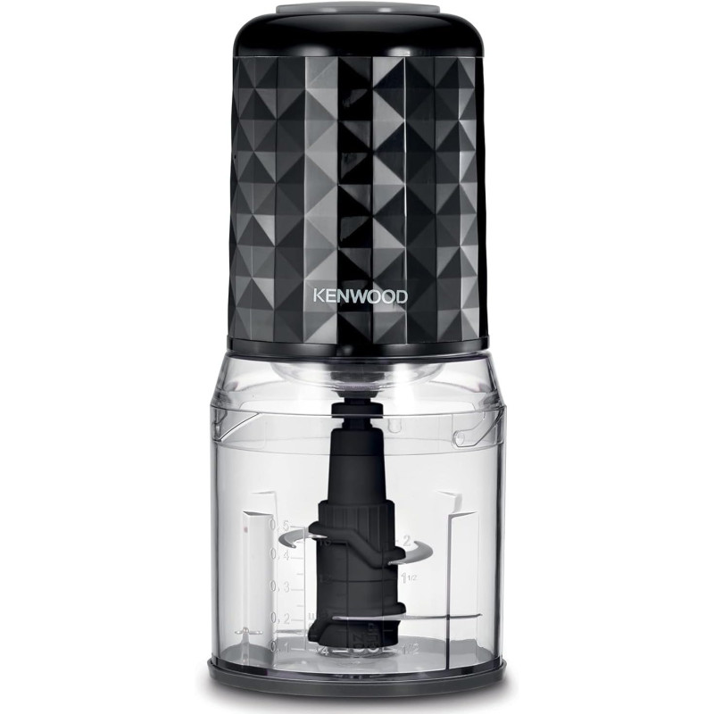 Kenwood Chopper 400W Electric Food Chopper With 500ml Bowl, Dual Speed, Stainless Steel Quad Blade, Rubber Lid, Ice Crush Function, Black, CHP40.000BK, 1 Year Warranty