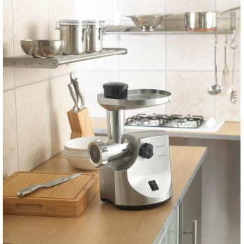 Kenwood Meat Grinder 1600W Powerful Metal Body Meat Mincer With Kibbeh Maker, Sausage Maker, Feed Tube Pusher, 3 Stainless Steel Screens For Fine, Medium And Coarse Results, Silver, MG510, 1 Year Warranty