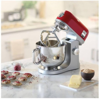 Kenwood Stand Mixer Premium Kitchen Machine Kmix 1000W With 5L Stainless Steel Bowl, K-Beater, Whisk, Dough Hook, Splashguard, Spatula, Unique Fold Function, Smart Speed Control, Red/Silver, KMX750RD, 1 Year Warranty
