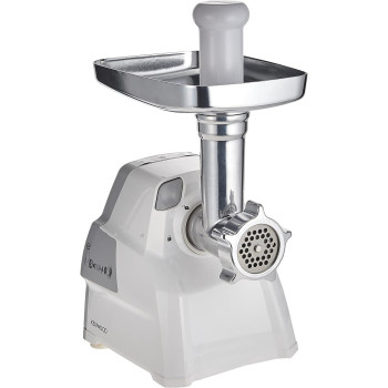 Kenwood Meat Grinder 2100W Meat Mincer With Kibbeh Maker, Sausage Maker, Biscuit Attachment, Feed Tube Pusher, 3 Stainless Steel Screens For Fine, Medium And Coarse Results, White/Silver, MGP40.000WH, 1 Year Warranty