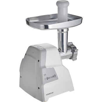Kenwood Meat Grinder 2100W Meat Mincer With Kibbeh Maker, Sausage Maker, Biscuit Attachment, Feed Tube Pusher, 3 Stainless Steel Screens For Fine, Medium And Coarse Results, White/Silver, MGP40.000WH, 1 Year Warranty