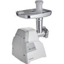Kenwood Meat Grinder 2100W Meat Mincer With Kibbeh Maker, Sausage Maker, Biscuit Attachment, Feed Tube Pusher, 3 Stainless Steel Screens For Fine, Medium And Coarse Results, White/Silver, MGP40.000WH, 1 Year Warranty