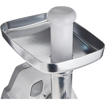 Kenwood Meat Grinder 2100W Meat Mincer With Kibbeh Maker, Sausage Maker, Biscuit Attachment, Feed Tube Pusher, 3 Stainless Steel Screens For Fine, Medium And Coarse Results, White/Silver, MGP40.000WH, 1 Year Warranty